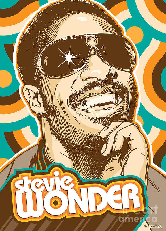 Superstition Art Print featuring the digital art Stevie Wonder Pop Art by Jim Zahniser