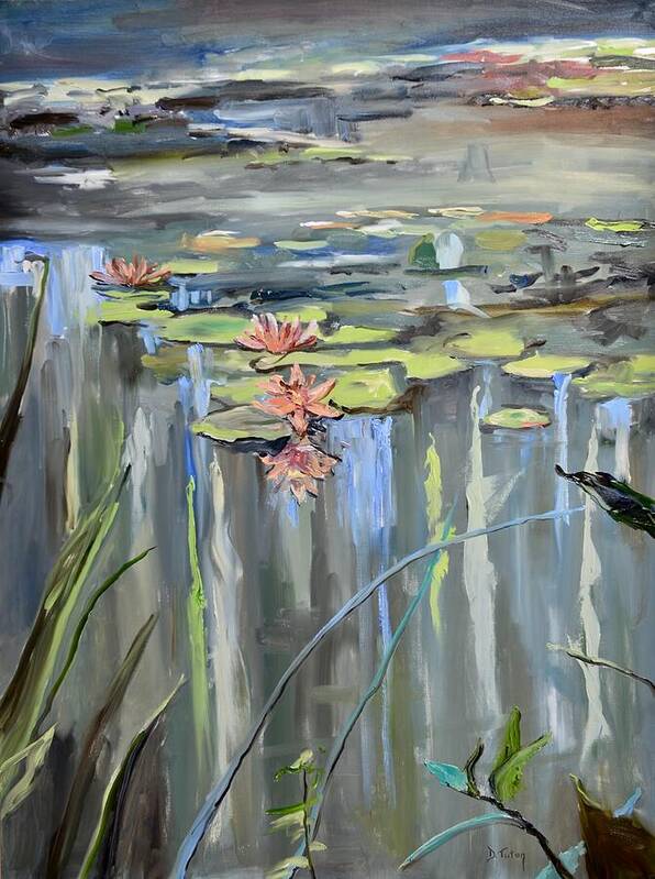 Lily Art Print featuring the painting Still Waters by Donna Tuten