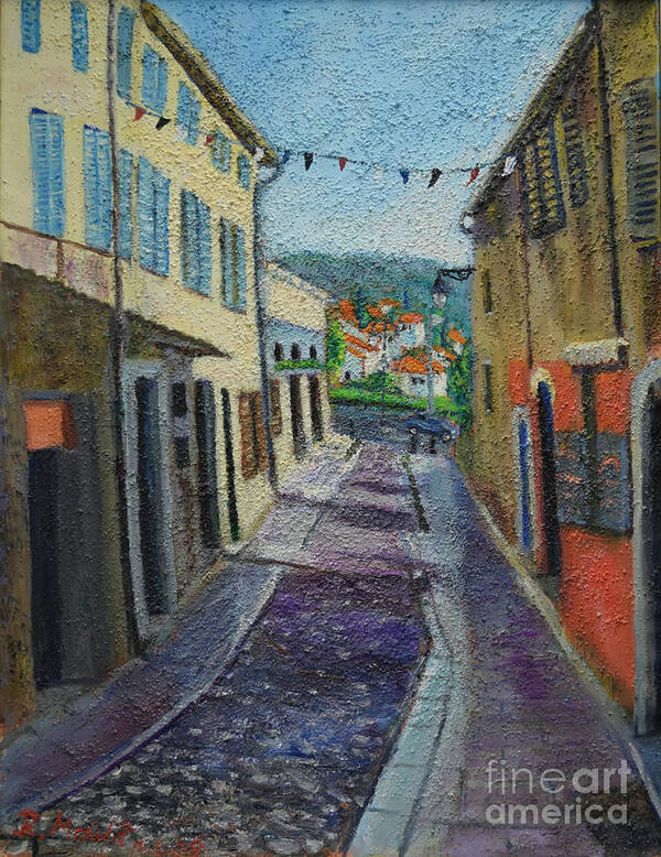 Raija Merila Art Print featuring the painting Street View From Provence by Raija Merila