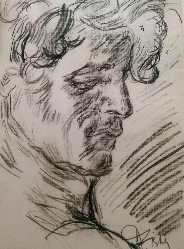 Portrait Art Print featuring the drawing Study of Richard by Dawn Caravetta Fisher
