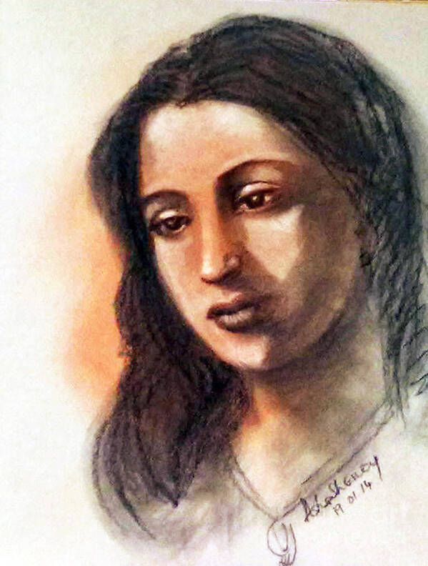 Sketch Art Print featuring the drawing Suchitra Sen by Asha Sudhaker Shenoy