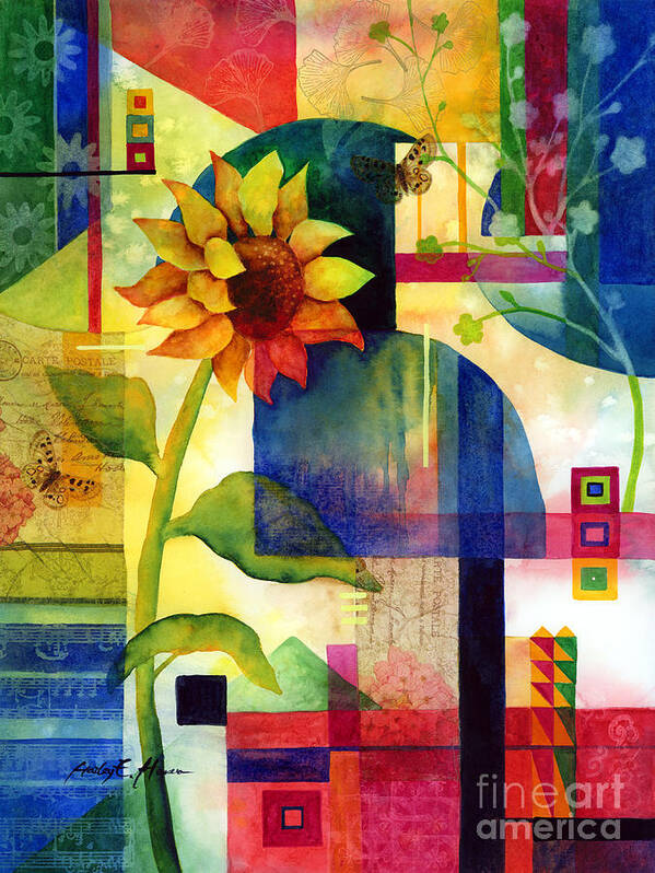 Sunflower Art Print featuring the painting Sunflower Collage by Hailey E Herrera