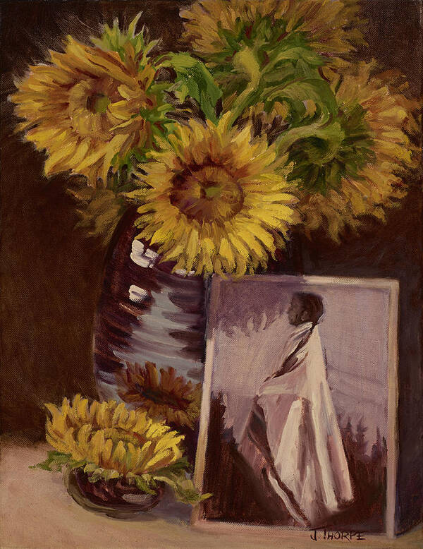 Sunflower Art Print featuring the painting Sunflower by Jane Thorpe