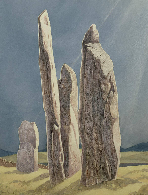 Legend Art Print featuring the painting Tall Stones of Callanish Isle of Lewis by Evangeline Dickson