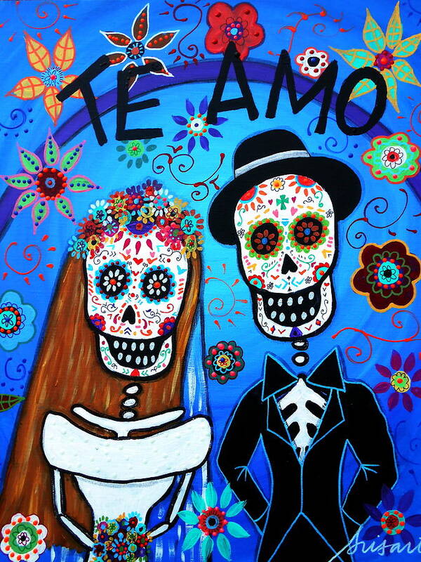 Te Amo Art Print featuring the painting Te Amo Wedding by Pristine Cartera Turkus