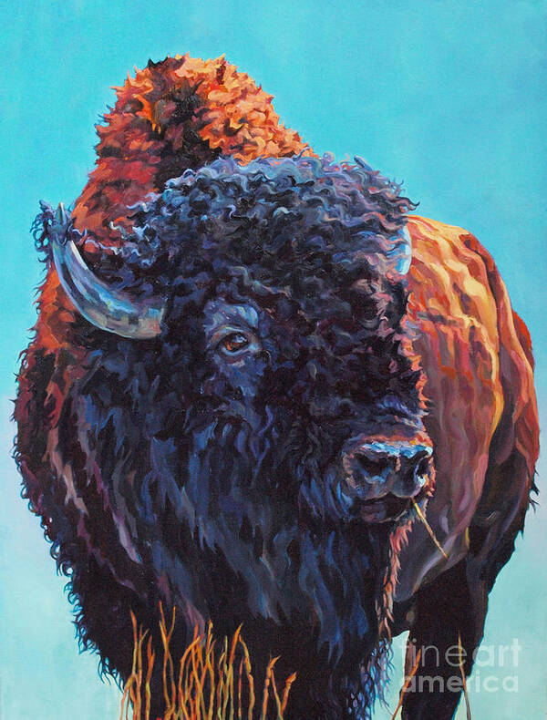 Bison Art Print featuring the painting TED by Patricia A Griffin