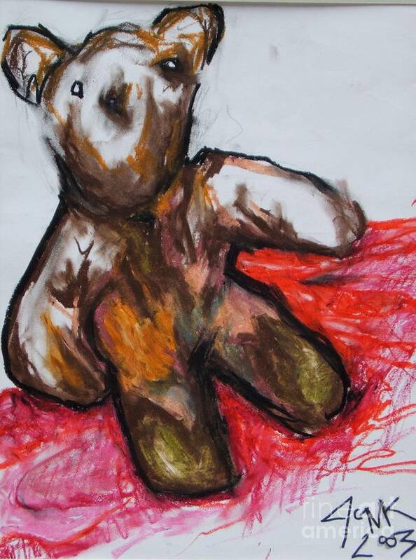 Abstract Teddy Bear Art Print featuring the drawing TeddyBear by Jon Kittleson