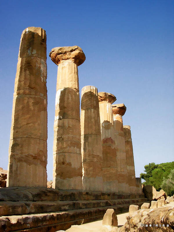 Agrigento Art Print featuring the photograph Temple of Juno Agrigento Sicily by Caroline Stella