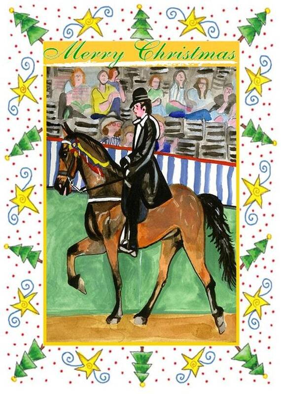 Tennessee Walking Horse Blank Christmas Card Art Print featuring the drawing Tennessee Walking Horse Blank Christmas Card by Olde Time Mercantile