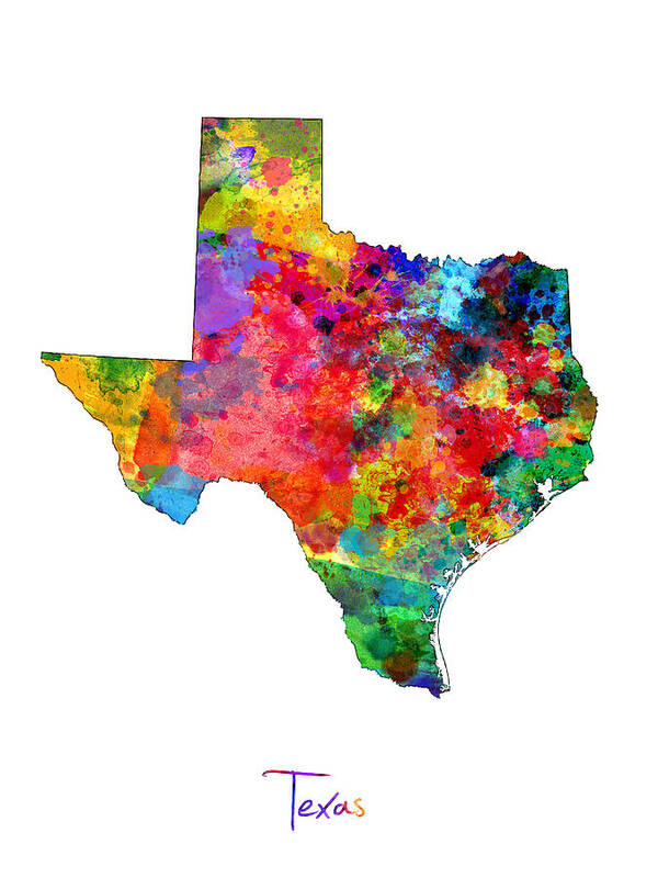 The Lone Star State - A Map Of Texas Art Print featuring the digital art Texas Map by Michael Tompsett