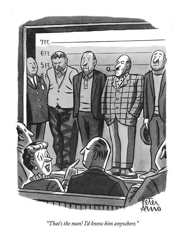 Crime Art Print featuring the drawing That's The Man! I'd Know Him Anywhere by Peter Arno