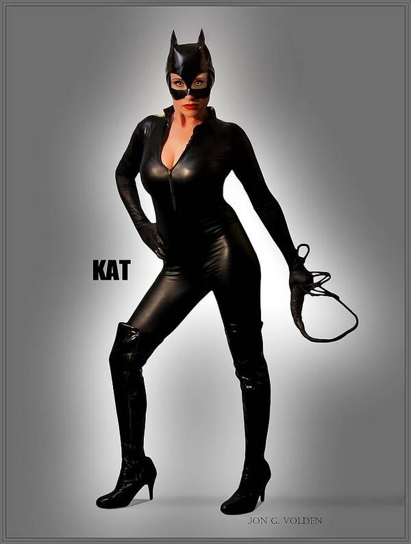 Cat Art Print featuring the photograph Kat Vgirl PinUp by Jon Volden