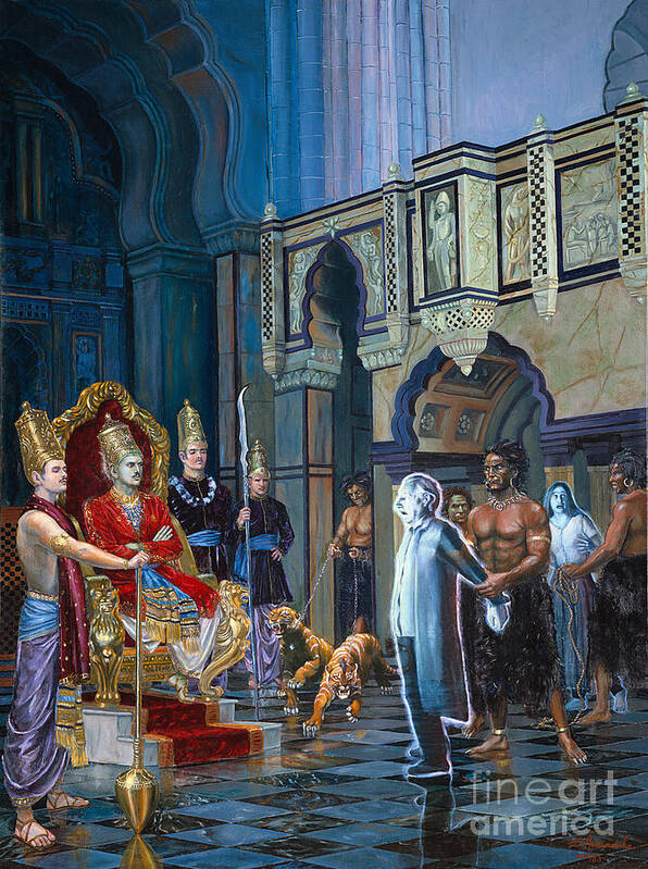 Vedas Art Print featuring the painting The court of Yamaraja by Dominique Amendola