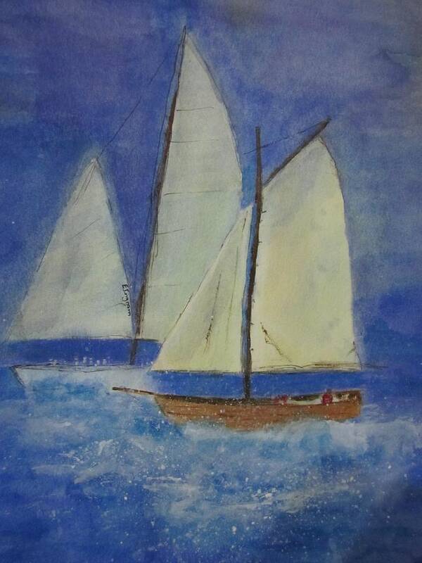 Yachts Art Print featuring the painting The Doreen by Elvira Ingram