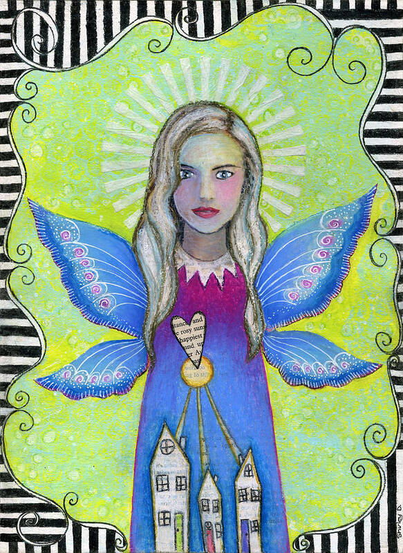 Guardian Angel Art Print featuring the painting 'The Guardian Angel' by Shirley Dawson