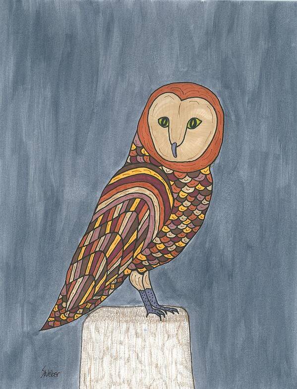 Owl Art Print featuring the painting The Lookout by Susie Weber