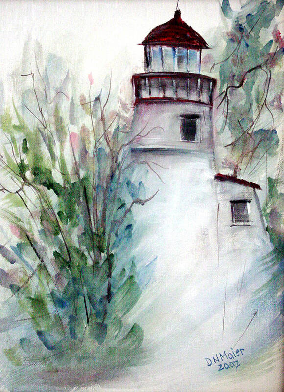 Old Art Print featuring the painting The Old Lighthouse by Dorothy Maier