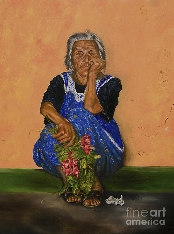 Flower Seller Art Print featuring the painting The Parga Flower Seller by James Lavott