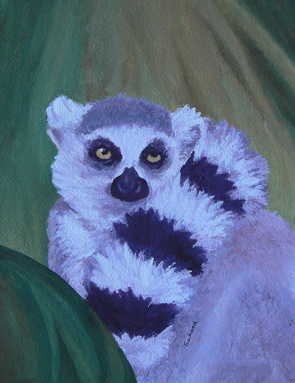 Lemur Art Print featuring the painting The Scarf by Margaret Saheed