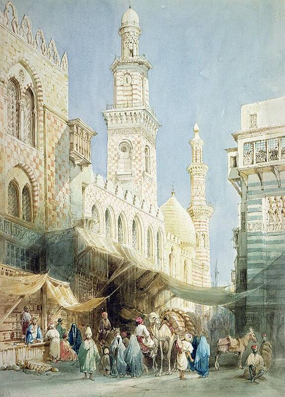 Egypt Market Square Town Art Print featuring the photograph The Sharia El Gohargiyeh, Cairo by William Henry Bartlett