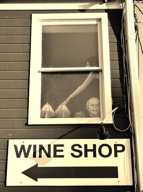 Wine Shop Art Print featuring the photograph This Way to the Wine Shop by Jean Goodwin Brooks