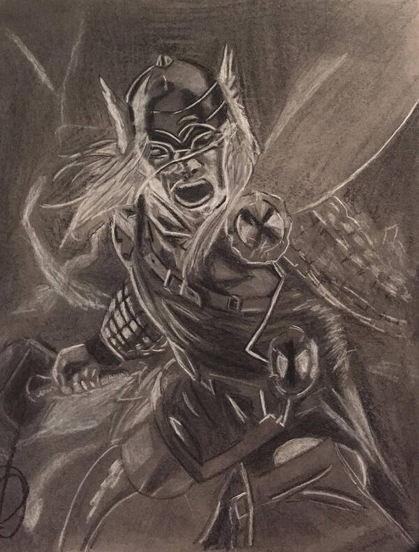 Comic Book Art Print featuring the drawing Thor by Donetta Jamieson