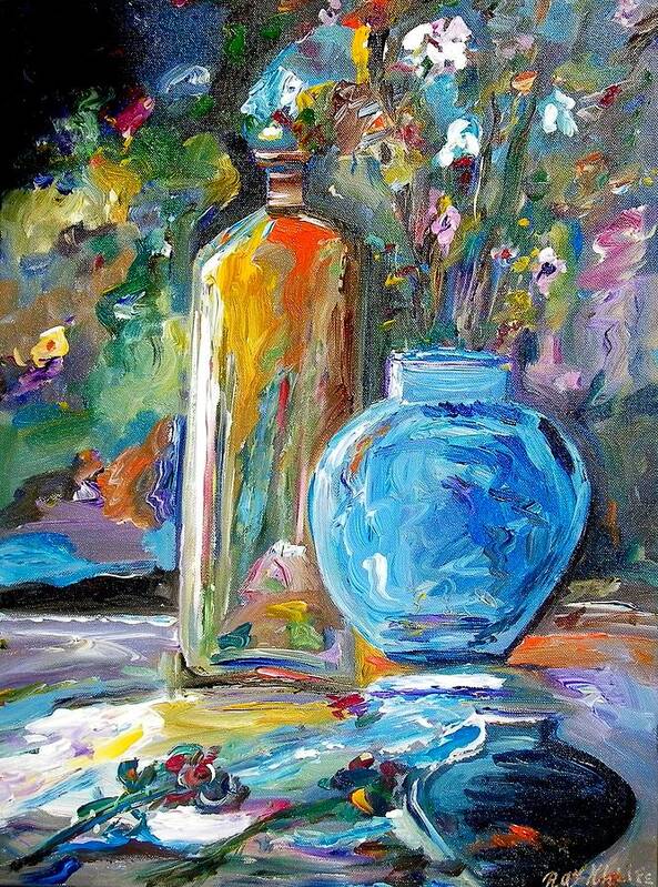 Still Life Art Print featuring the painting Three vases by Ray Khalife