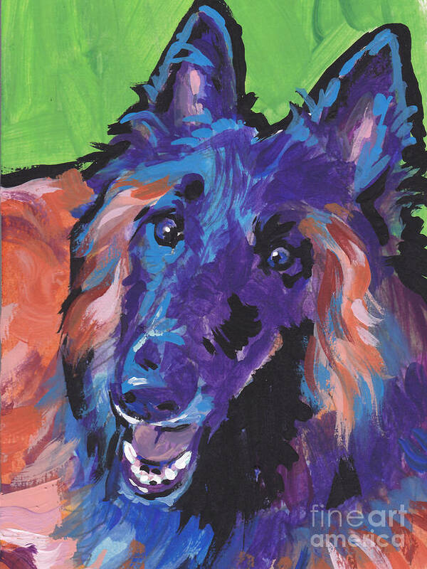 Belgian Tervuren Art Print featuring the painting Topsy Tervy by Lea S