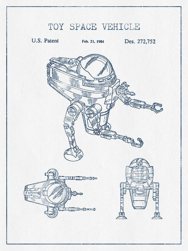 Starwars Art Print featuring the digital art Toy Space Vehicle Patent - Blue Ink by Aged Pixel