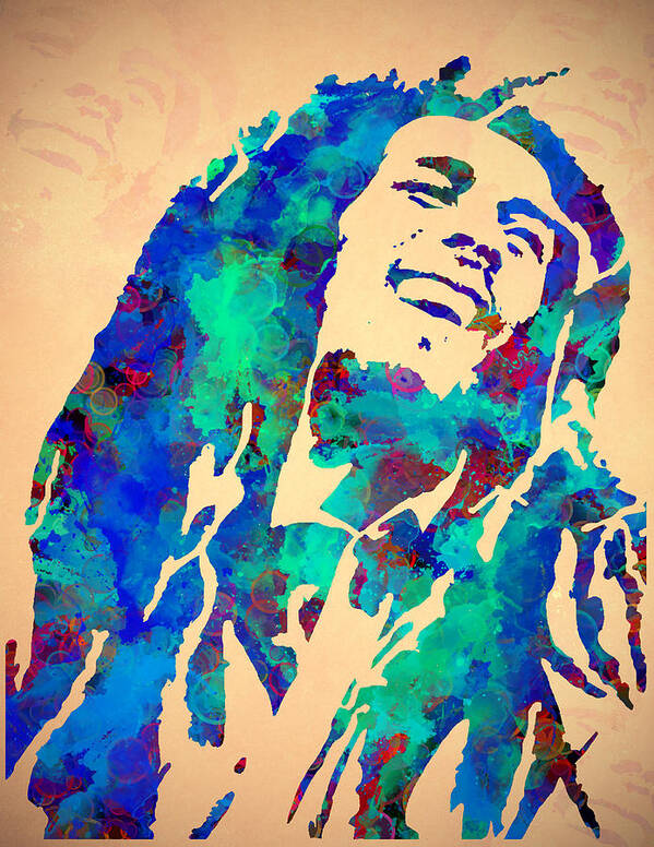 Bob Marley Art Print featuring the painting Tribute To Bob Marley watercolor painting by Georgeta Blanaru