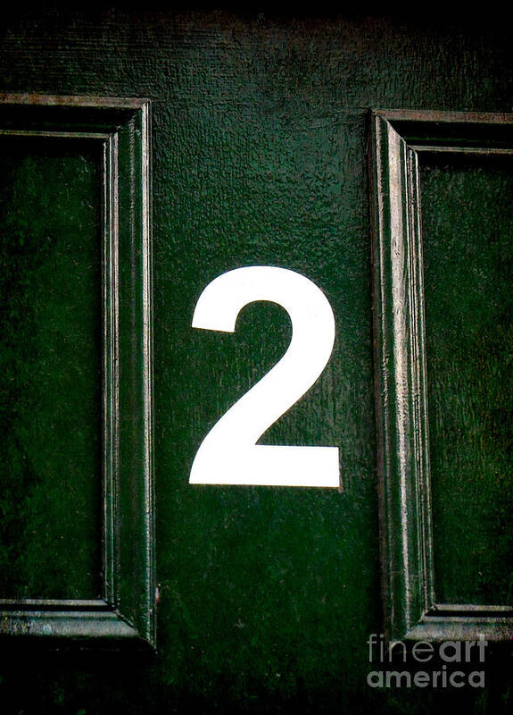 Number Art Print featuring the photograph Two on Green Door by Valerie Reeves