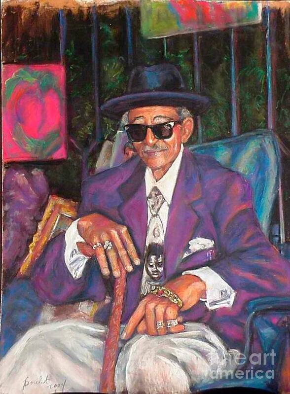 New Orleans Musician Art Print featuring the painting Uncle With Time on His Hands by Beverly Boulet