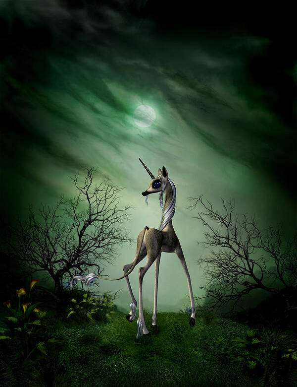  Unicorn Digital Art Art Print featuring the digital art Unicorn - What's That by John Junek