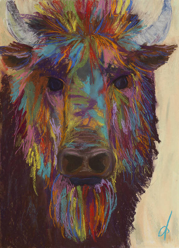 Buffalo Art Print featuring the pastel Untitled Buffalo 2 by Dana Strotheide