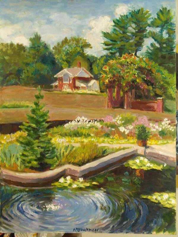 Landscape Art Print featuring the painting Vanderbilt Italian Garden by Nicolas Bouteneff