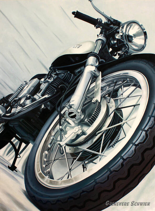 Motorcycle Art Print featuring the painting Vintage Ducati by Guenevere Schwien