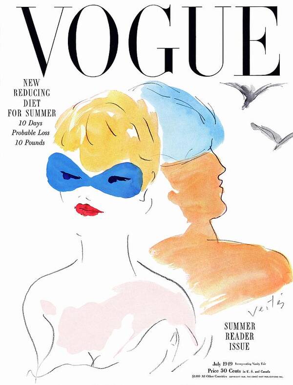 Fashion Art Print featuring the photograph Vogue Cover Illustration Of Two Women Standing by Marcel Vertes