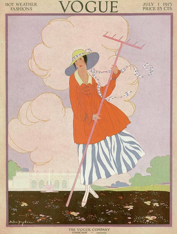 Illustration Art Print featuring the photograph Vogue Cover Illustration Of Woman Holding Rake by Helen Dryden