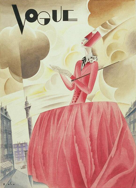 Art Art Print featuring the digital art Vogue Magazine Cover Featuring A Woman In A Pink by William Bolin