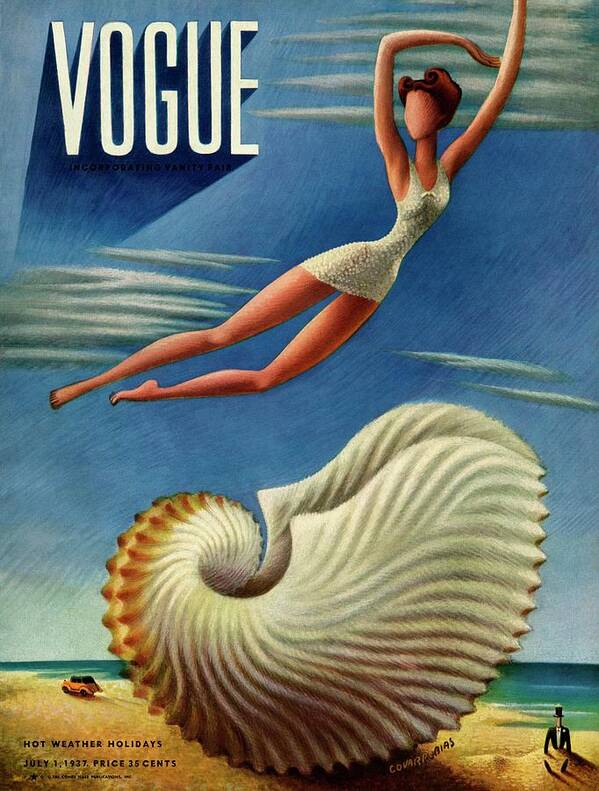 Illustration Art Print featuring the painting Vogue Magazine Cover Featuring A Woman by Miguel Covarrubias