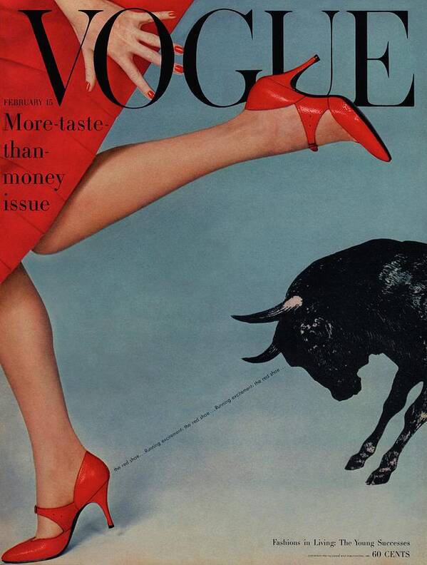 Fashion Art Print featuring the photograph Vogue Magazine Cover Featuring A Woman Running by Richard Rutledge