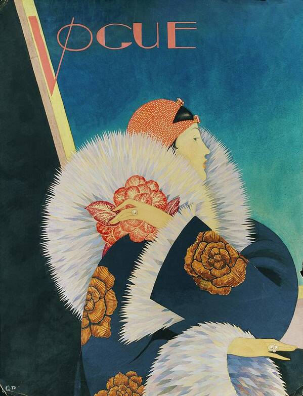 Fashion Art Print featuring the digital art Vogue Magazine Cover Featuring A Woman Wearing by George Wolfe Plank