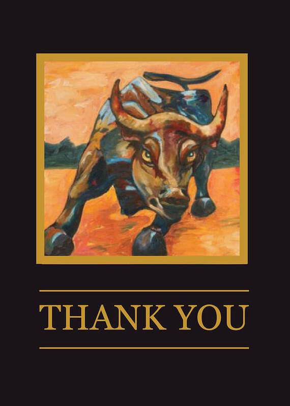 Bear Art Print featuring the digital art Wall Street Bull Thank You Card by Financial Greeting Cards
