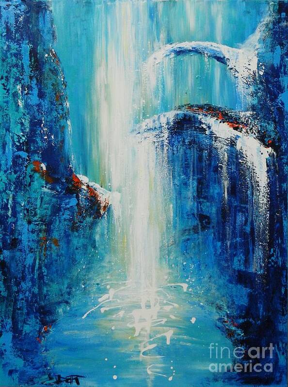 Waterfall Art Print featuring the painting Waterfall by Dan Campbell