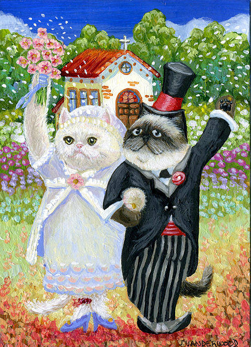 Cats Art Print featuring the painting Wedding by Jacquelin L Westerman
