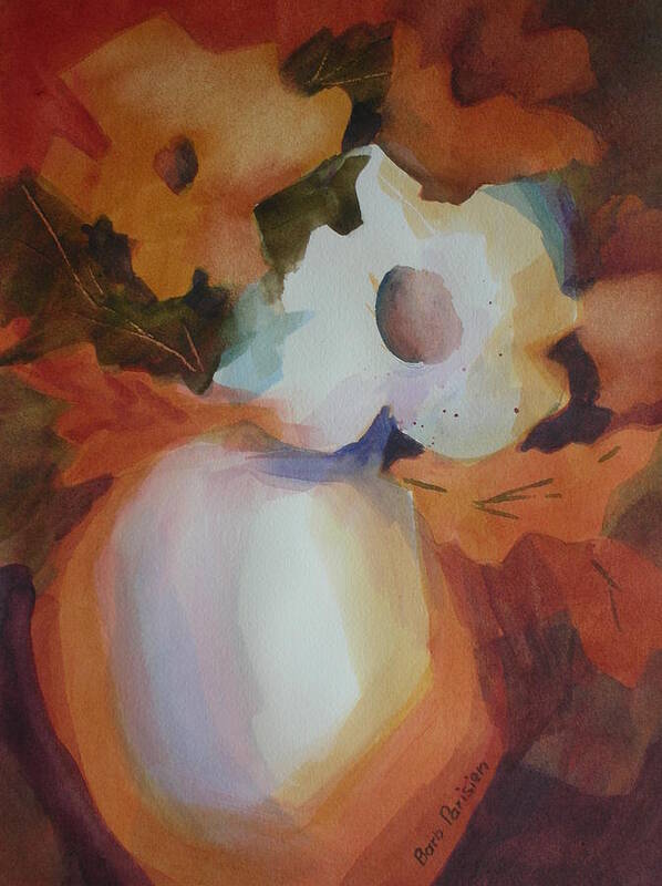 White Art Print featuring the painting White Flower by Barbara Parisien