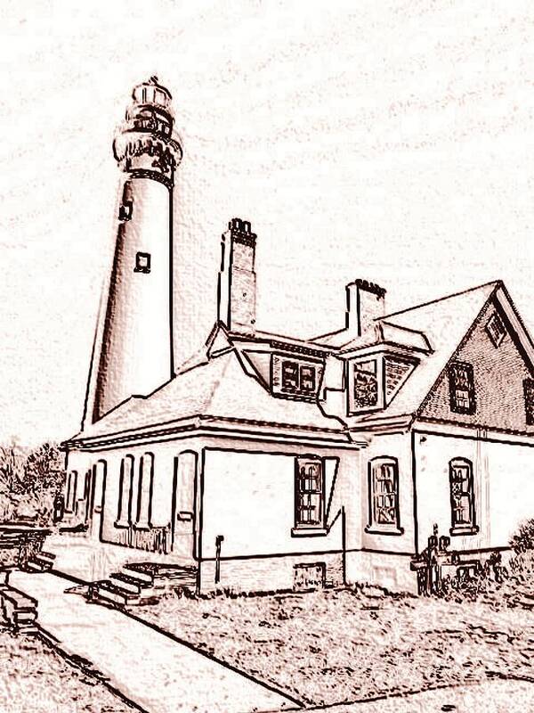  Art Print featuring the photograph Wind Point Lighthouse drawing mode 1 by Daniel Thompson