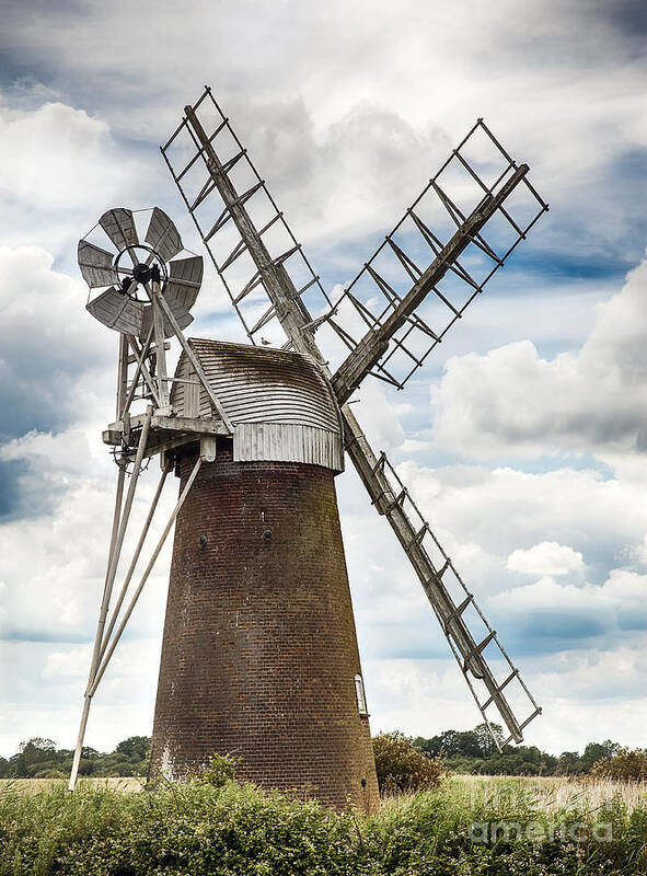 Windmill Art Print featuring the photograph Windmill in Norfolk UK by Simon Bratt