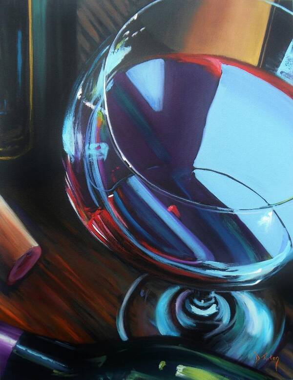 Wine Art Print featuring the painting Wine Reflections by Donna Tuten