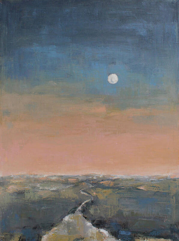 Landscape Art Print featuring the painting Winter Moon by Becky Kim
